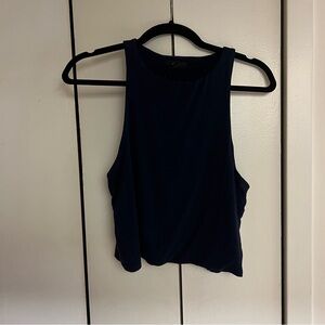 J. Crew Dark Blue Tank Top - Cropped - Double Layer - High Neck - Cutaway
